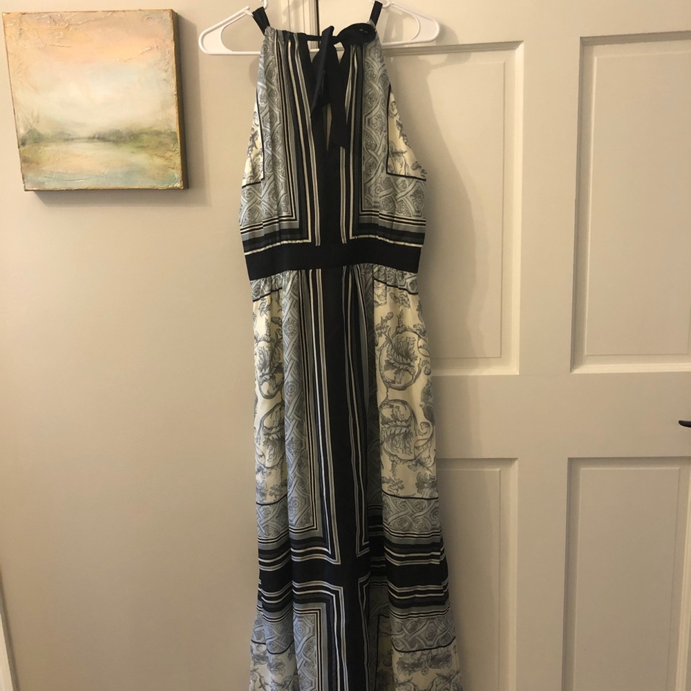 Vince Camuto Black and Cream Patterned Maxi Dress